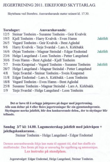 Jegertrening på Storebru 2011